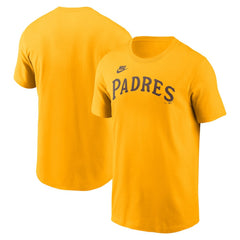 San Diego Padres Cooperstown Collection Wordmark T-Shirt - Gold | Nike