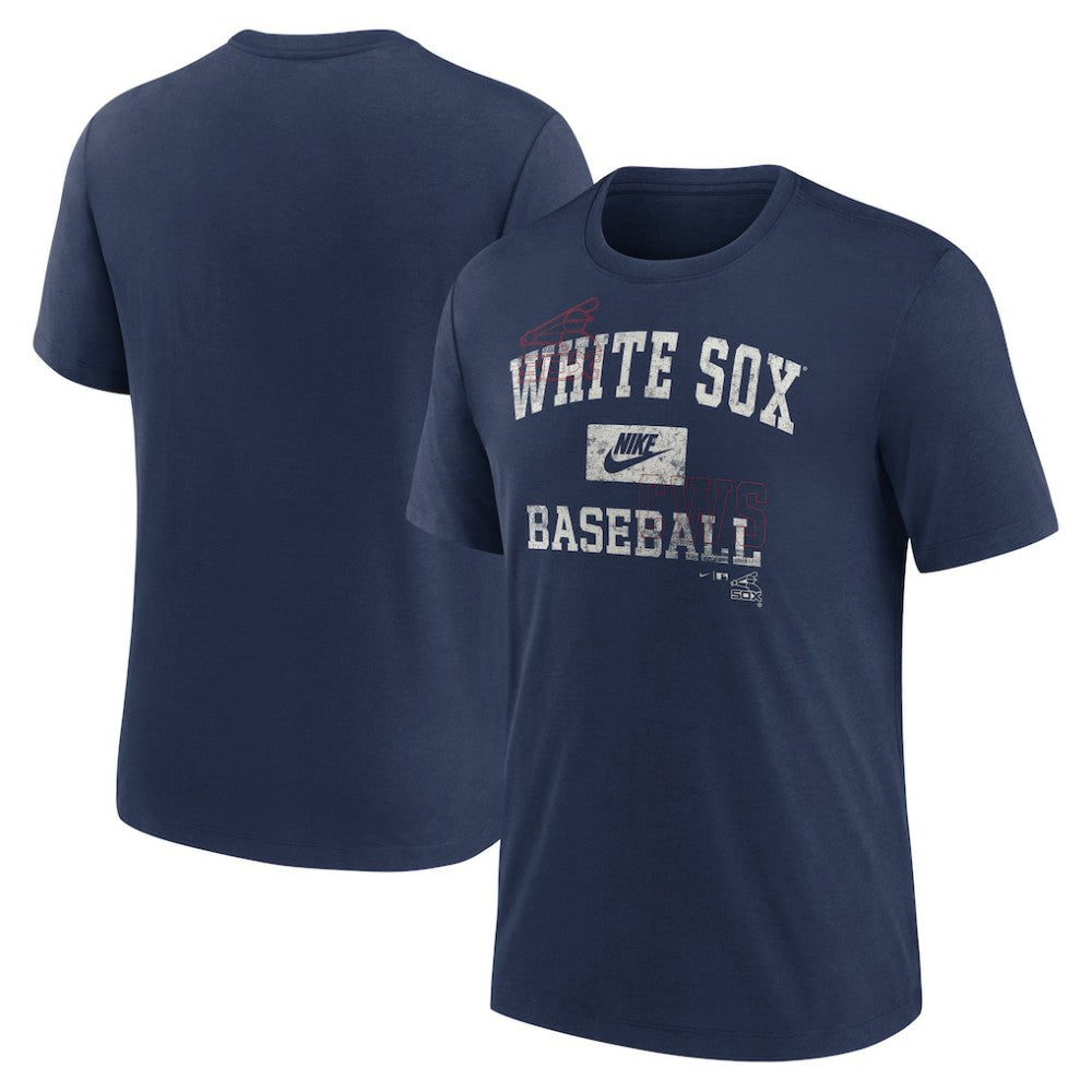 Chicago White Sox Cooperstown Collection Arch Tri-Blend T-Shirt - Navy | Nike