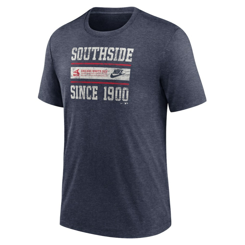 Chicago White Sox Cooperstown Collection Local Stack Tri-Blend T-Shirt - Heather Navy | Nike