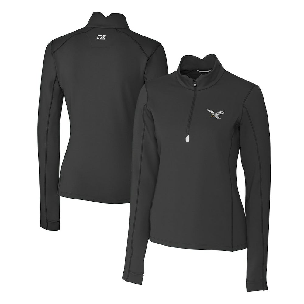 NFL Philadelphia Eagles Cutter & Buck Women's Gridiron Classics Logo DryTec Traverse Stretch Quarter-Zip Pullover Top