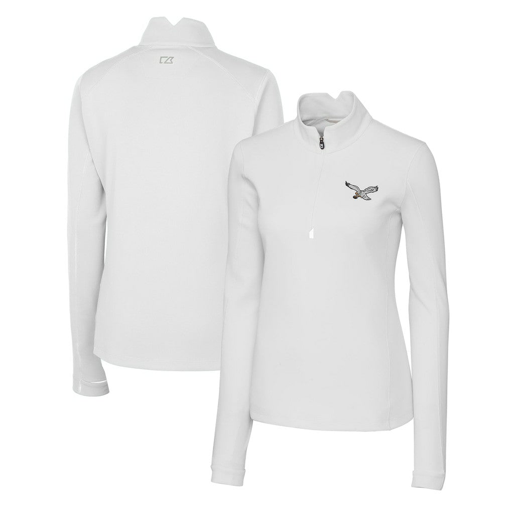 NFL Philadelphia Eagles Cutter & Buck Women's Gridiron Classics Logo DryTec Traverse Stretch Quarter-Zip Pullover Top