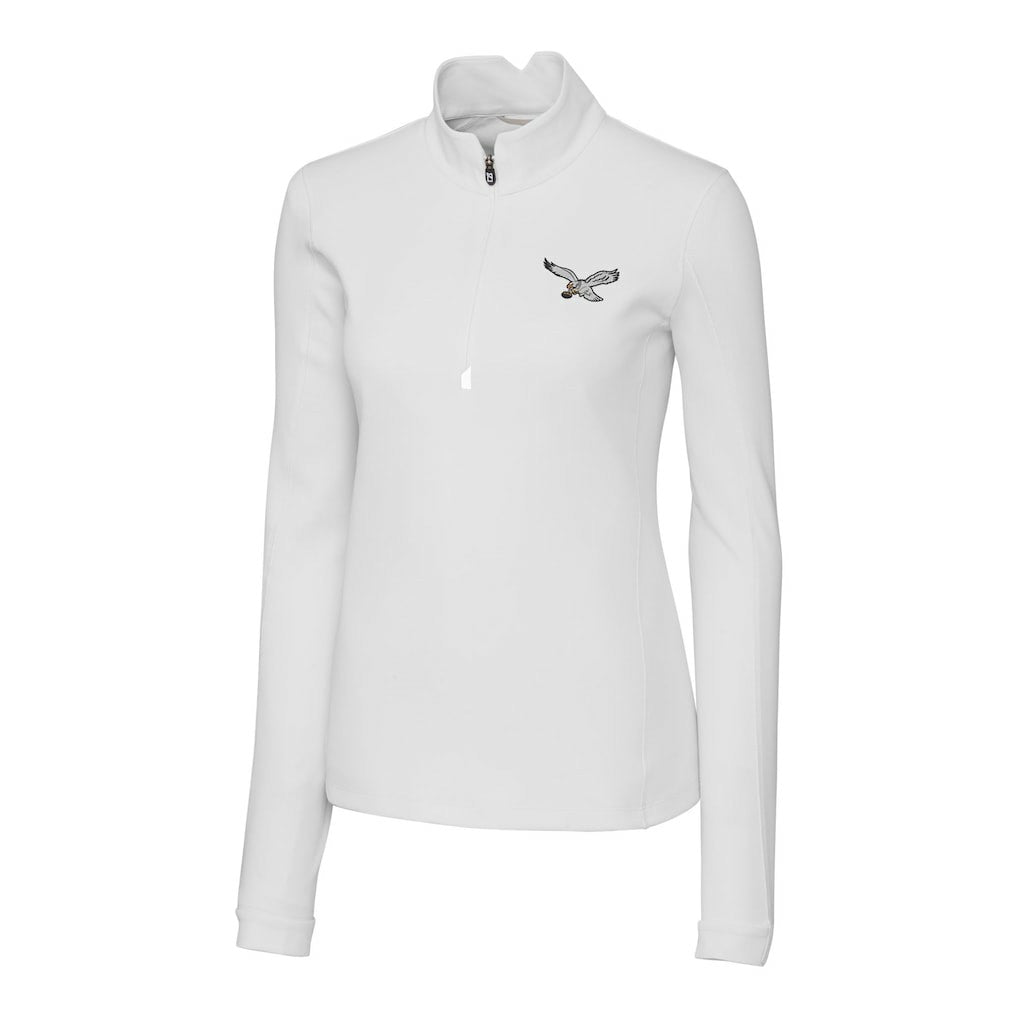 NFL Philadelphia Eagles Cutter & Buck Women's Gridiron Classics Logo DryTec Traverse Stretch Quarter-Zip Pullover Top