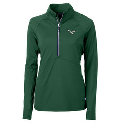NFL Philadelphia Eagles Cutter & Buck Women's Gridiron Classics Logo Adapt Eco Knit Stretch Recycled Half-Zip Pullover Top