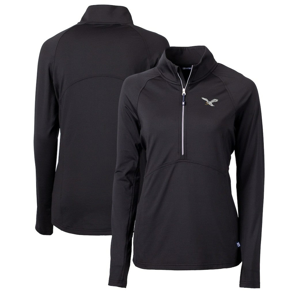 NFL Philadelphia Eagles Cutter & Buck Women's Gridiron Classics Logo Adapt Eco Knit Stretch Recycled Half-Zip Pullover Top