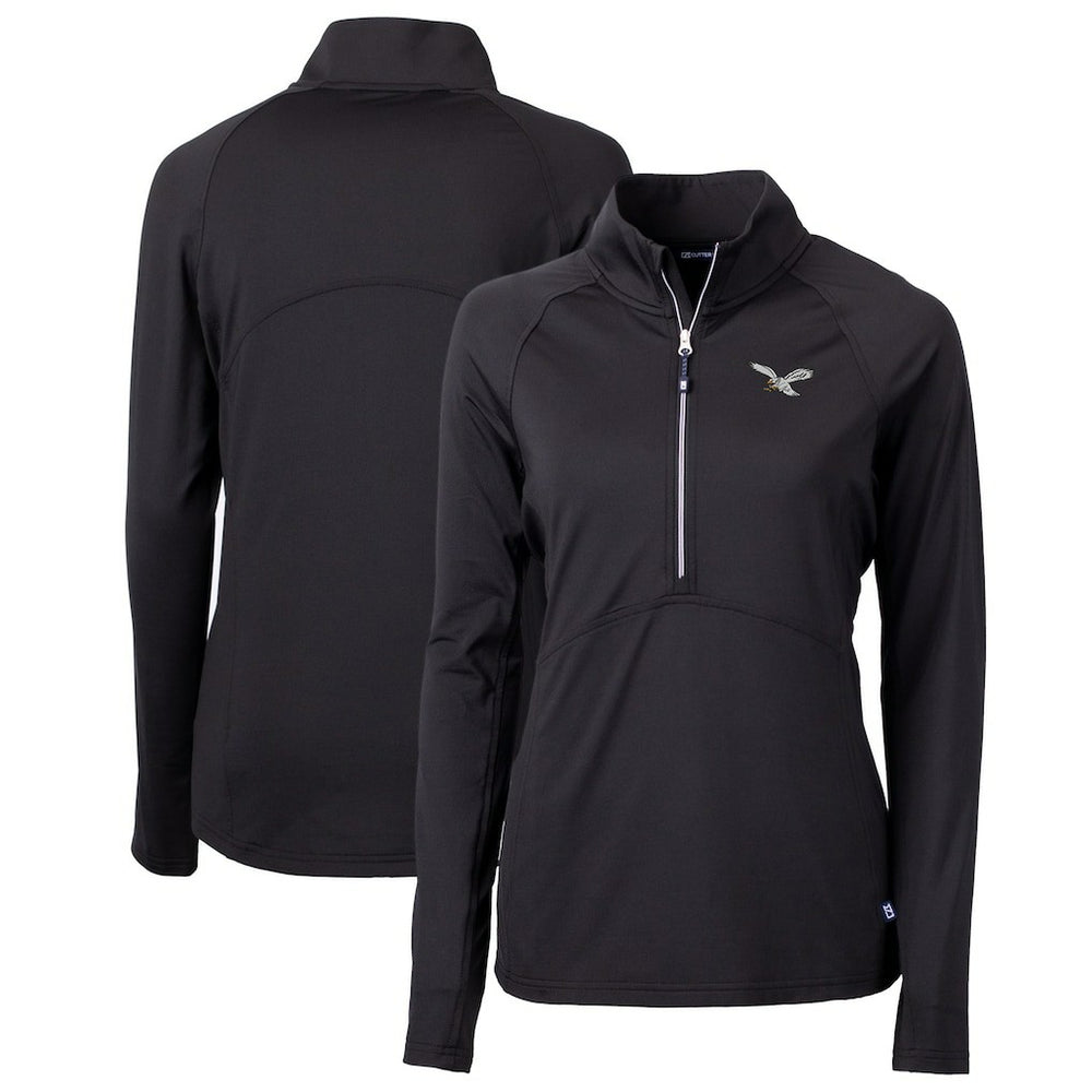 NFL Philadelphia Eagles Cutter & Buck Women's Gridiron Classics Logo Adapt Eco Knit Stretch Recycled Half-Zip Pullover Top