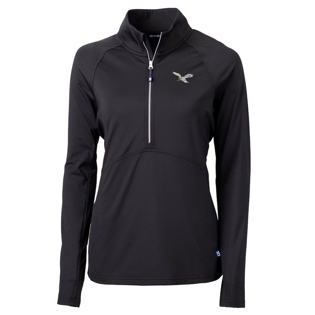 NFL Philadelphia Eagles Cutter & Buck Women's Gridiron Classics Logo Adapt Eco Knit Stretch Recycled Half-Zip Pullover Top