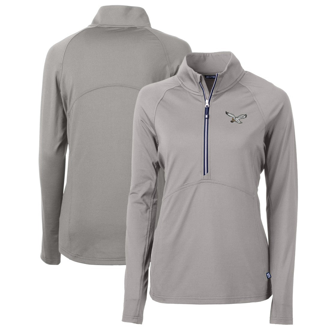 NFL Philadelphia Eagles Cutter & Buck Women's Gridiron Classics Logo Adapt Eco Knit Stretch Recycled Half-Zip Pullover Top