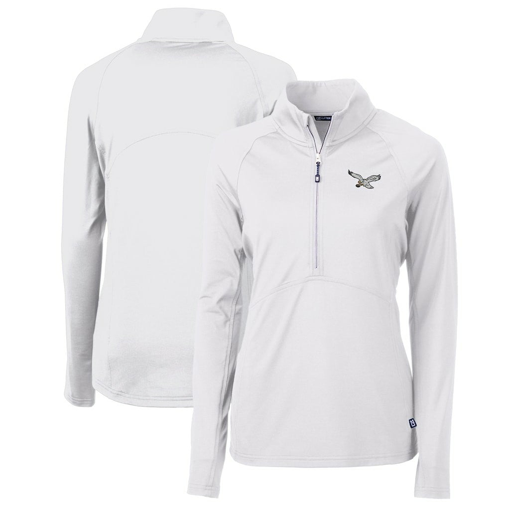 NFL Philadelphia Eagles Cutter & Buck Women's Gridiron Classics Logo Adapt Eco Knit Stretch Recycled Half-Zip Pullover Top