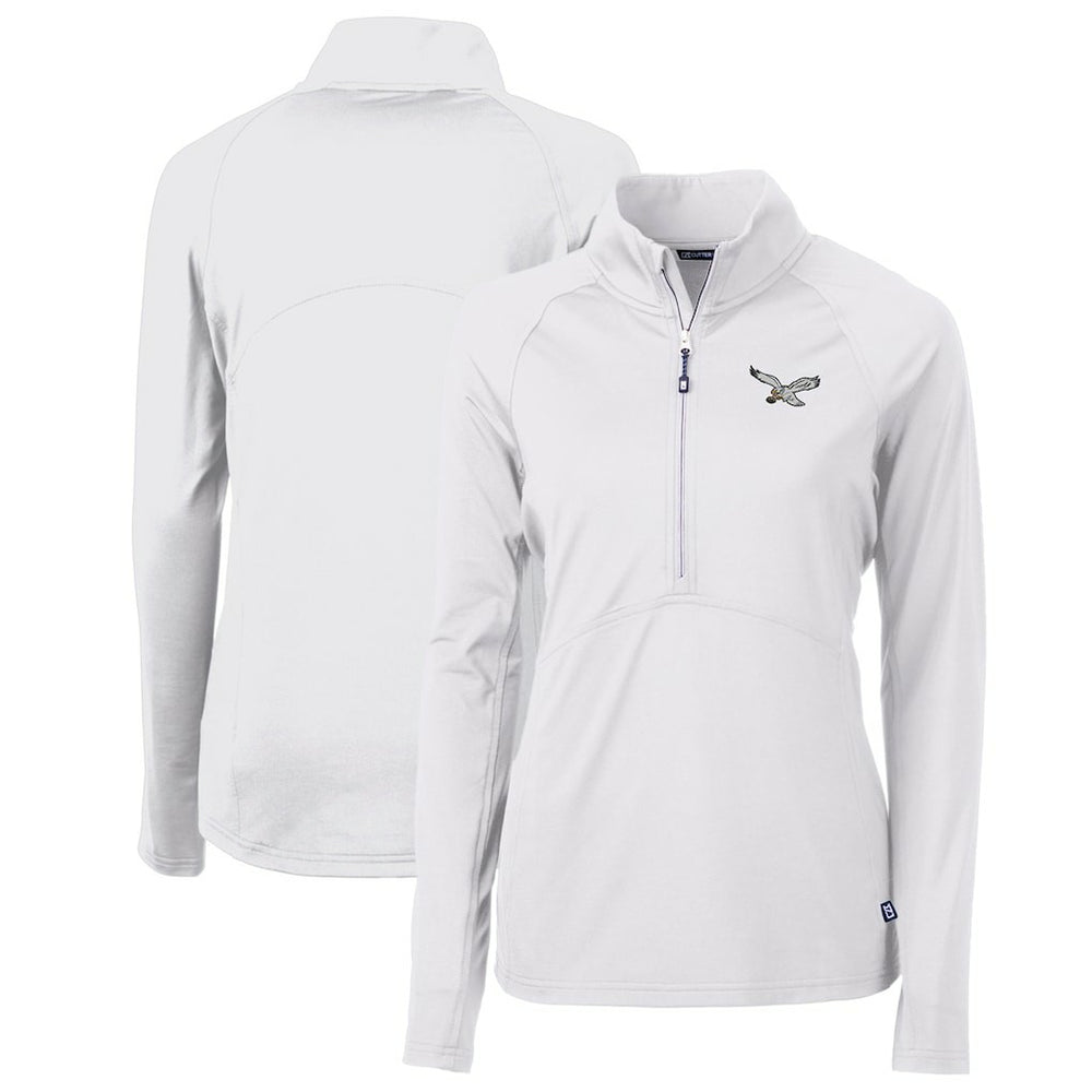 NFL Philadelphia Eagles Cutter & Buck Women's Gridiron Classics Logo Adapt Eco Knit Stretch Recycled Half-Zip Pullover Top