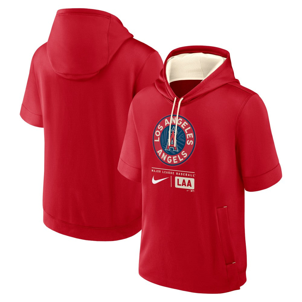 Los Angeles Angels City Connect Color Block Short Sleeve Pullover Hoodie - Red | Nike