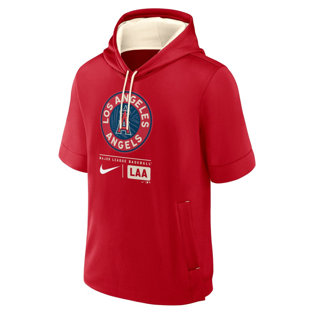Los Angeles Angels City Connect Color Block Short Sleeve Pullover Hoodie - Red | Nike