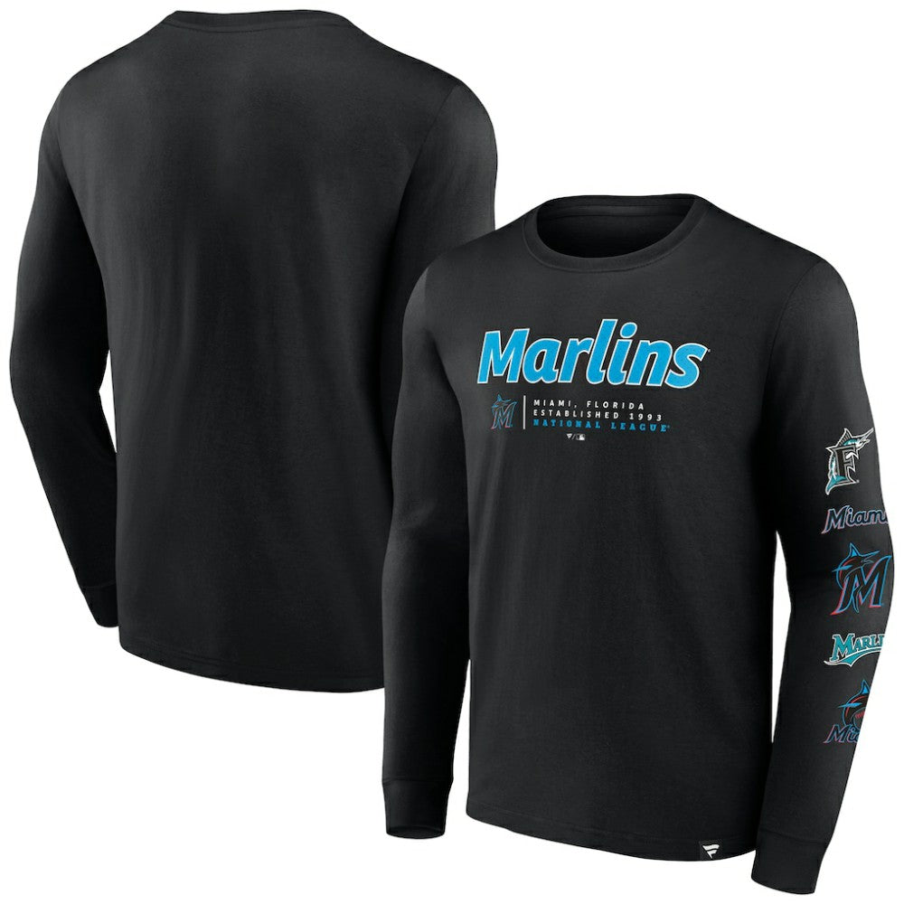 Miami Marlins Strike the Goal Long Sleeve T-Shirt - Black