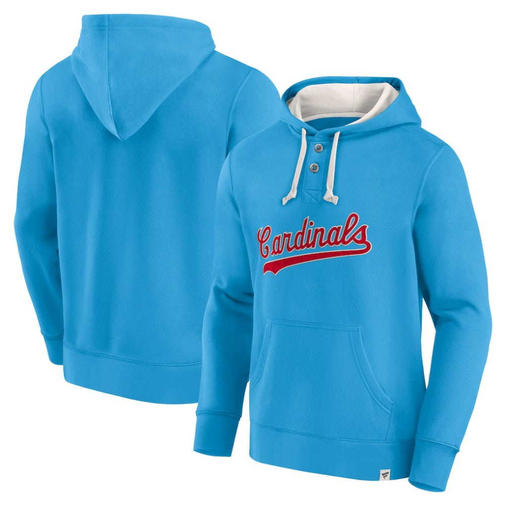 St. Louis Cardinals Light Blue Plan for Adversity Henley Fleece Pullover Hoodie