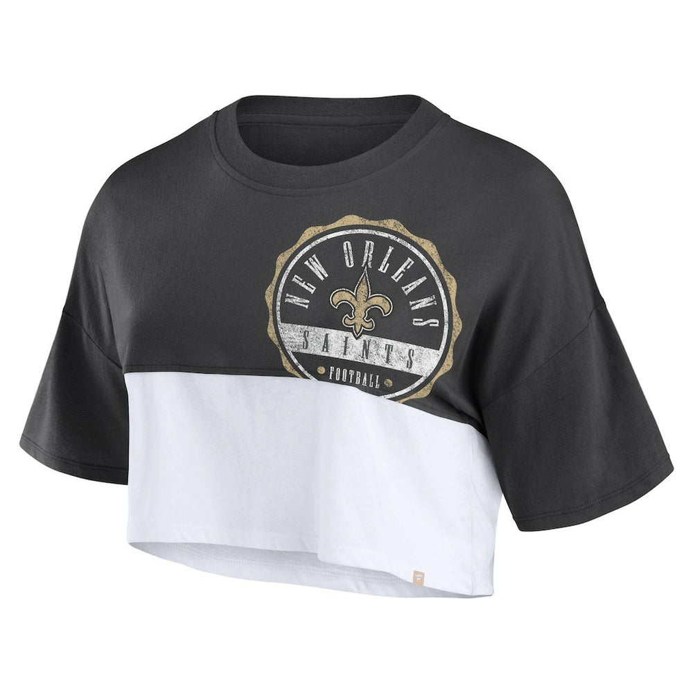 NFL New Orleans Saints Women's Boxy Color Split Cropped T-Shirt
