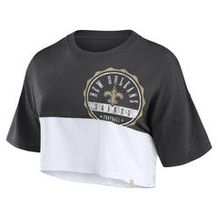 NFL New Orleans Saints Women's Boxy Color Split Cropped T-Shirt