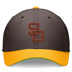 San Diego Padres Cooperstown Collection Rewind Swooshflex Performance Hat - Brown/Gold | Nike