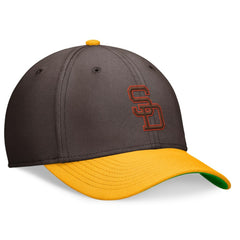 San Diego Padres Cooperstown Collection Rewind Swooshflex Performance Hat - Brown/Gold | Nike