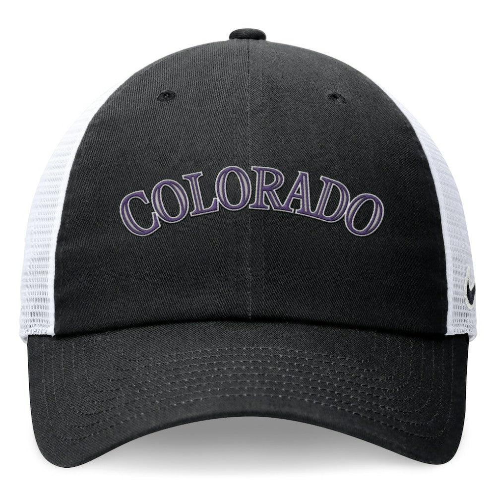 Colorado Rockies Wordmark Adjustable Trucker Hat - Black | Nike
