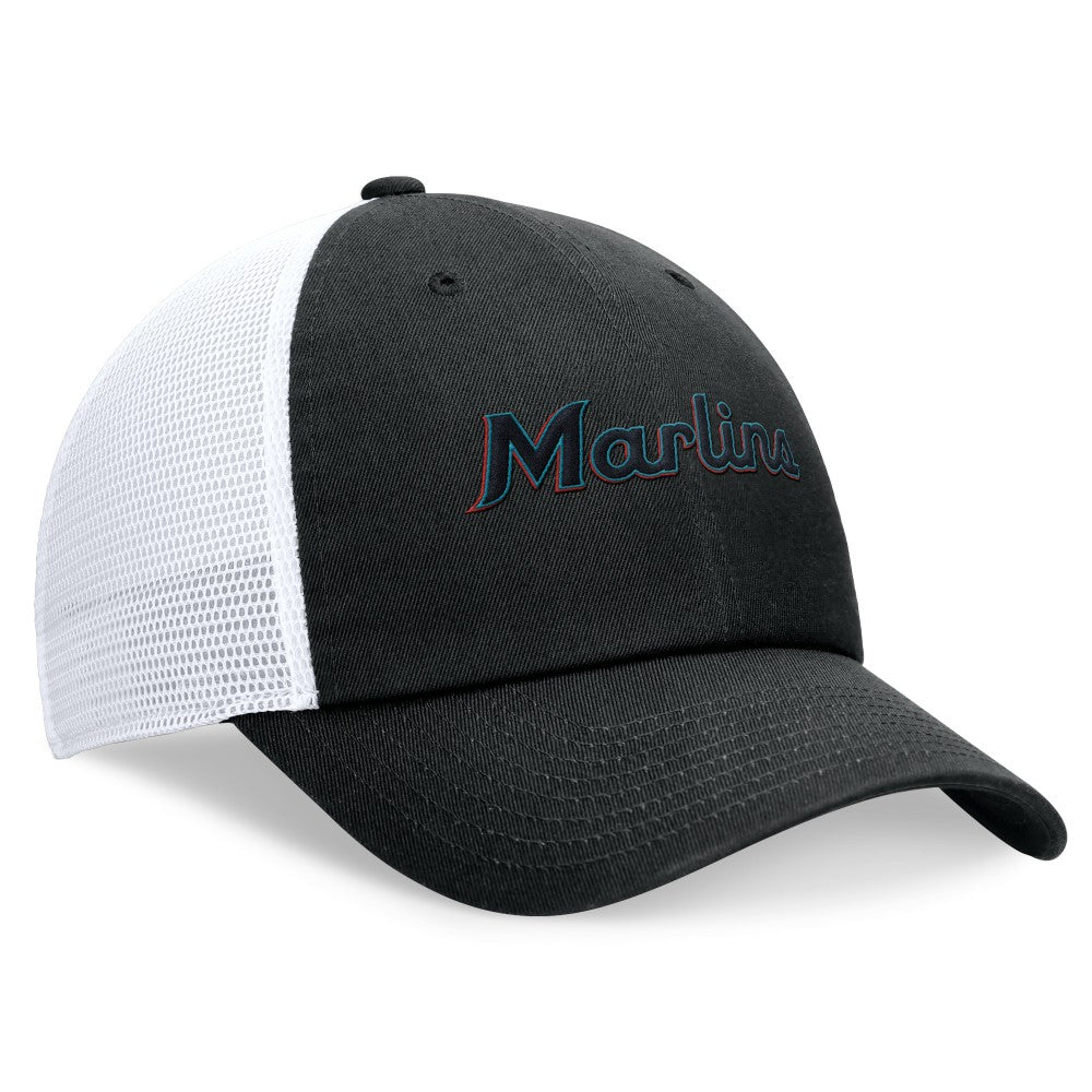 Miami Marlins Wordmark Adjustable Trucker Hat - Black | Nike