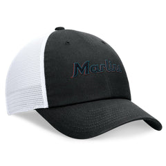 Miami Marlins Wordmark Adjustable Trucker Hat - Black | Nike