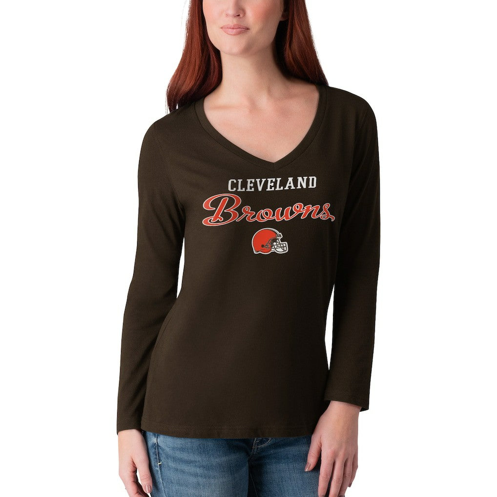 NFL Cleveland Browns G-III 4Her by Carl Banks Women's Post Season Long Sleeve V-Neck T-Shirt