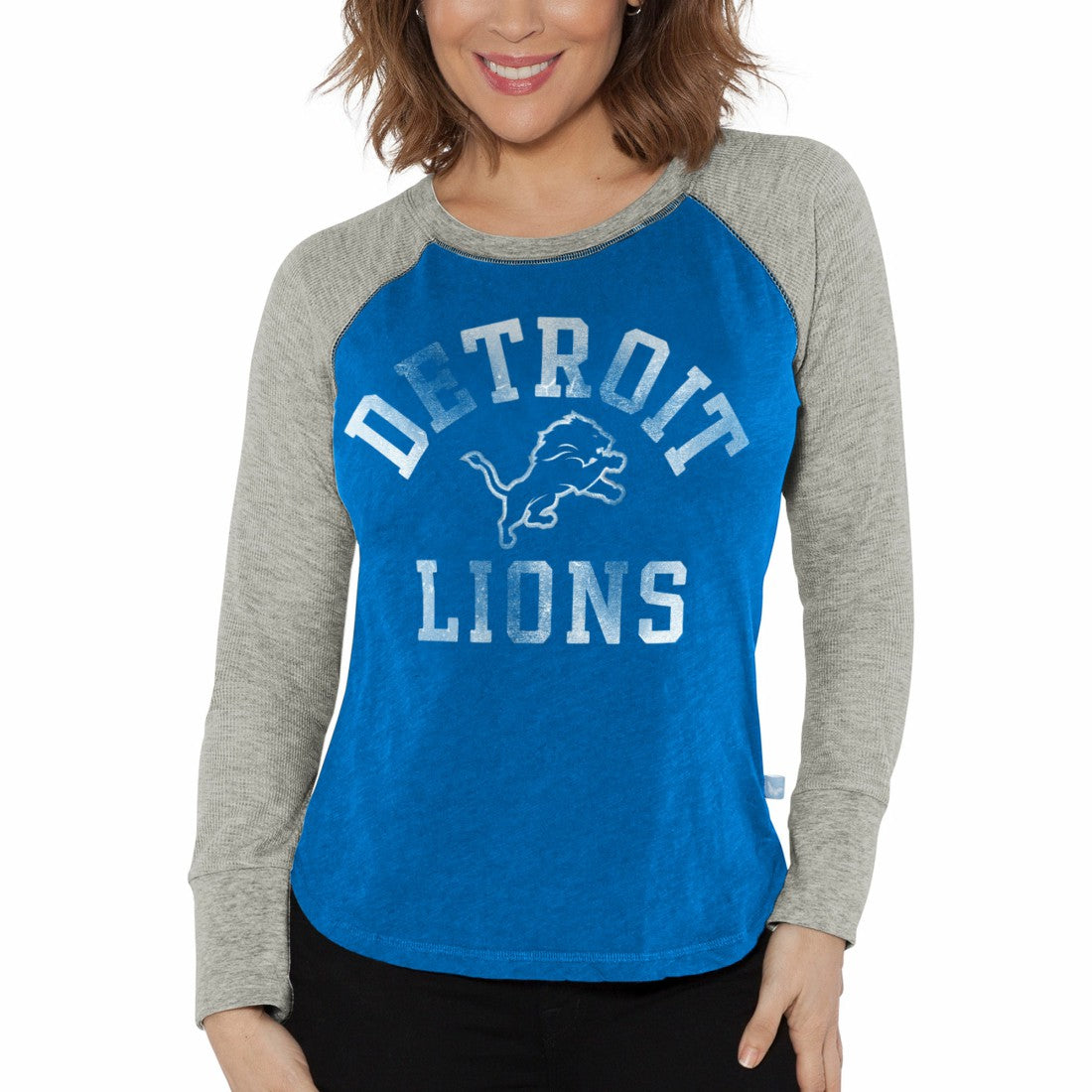 NFL Detroit Lions G-III 4Her by Carl Banks Women's Waffle Knit Raglan Long Sleeve T-Shirt