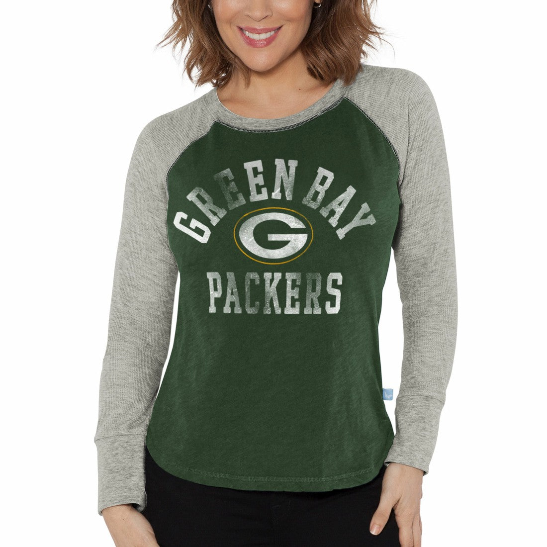 NFL Green Bay Packers G-III 4Her by Carl Banks Women's Waffle Knit Raglan Long Sleeve T-Shirt