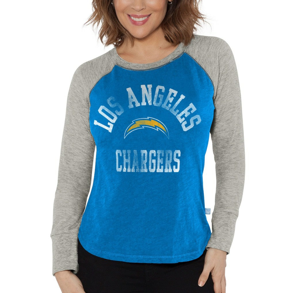 NFL Los Angeles Chargers G-III 4Her by Carl Banks Women's Waffle Knit Raglan Long Sleeve T-Shirt