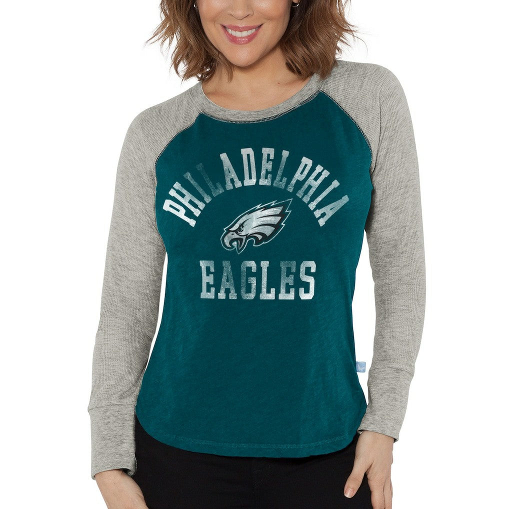 NFL Philadelphia Eagles G-III 4Her by Carl Banks Women's Waffle Knit Raglan Long Sleeve T-Shirt