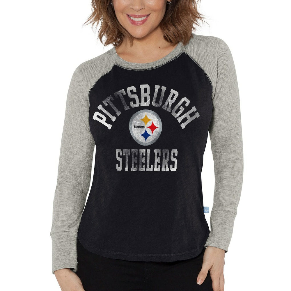 NFL Pittsburgh Steelers G-III 4Her by Carl Banks Women's Waffle Knit Raglan Long Sleeve T-Shirt