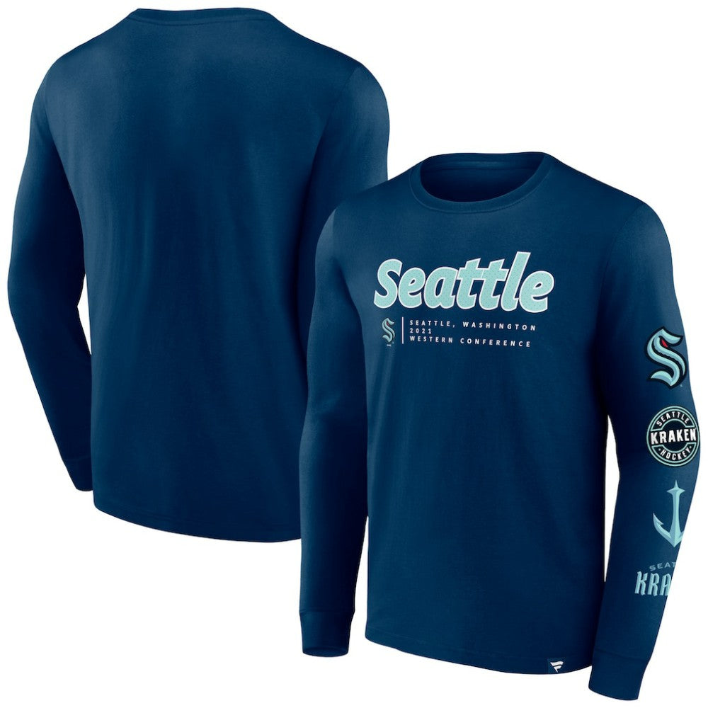 Seattle Kraken Fanatics Strike the Goal Long Sleeve T-Shirt