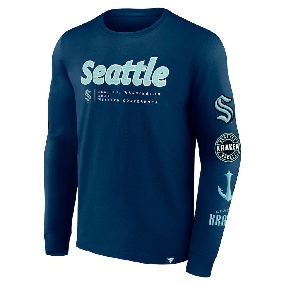 Seattle Kraken Fanatics Strike the Goal Long Sleeve T-Shirt