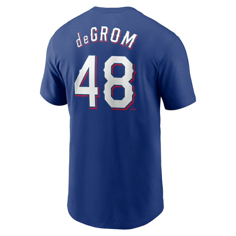 Jacob deGrom Texas Rangers Fuse Name & Number T-Shirt - Royal | Nike