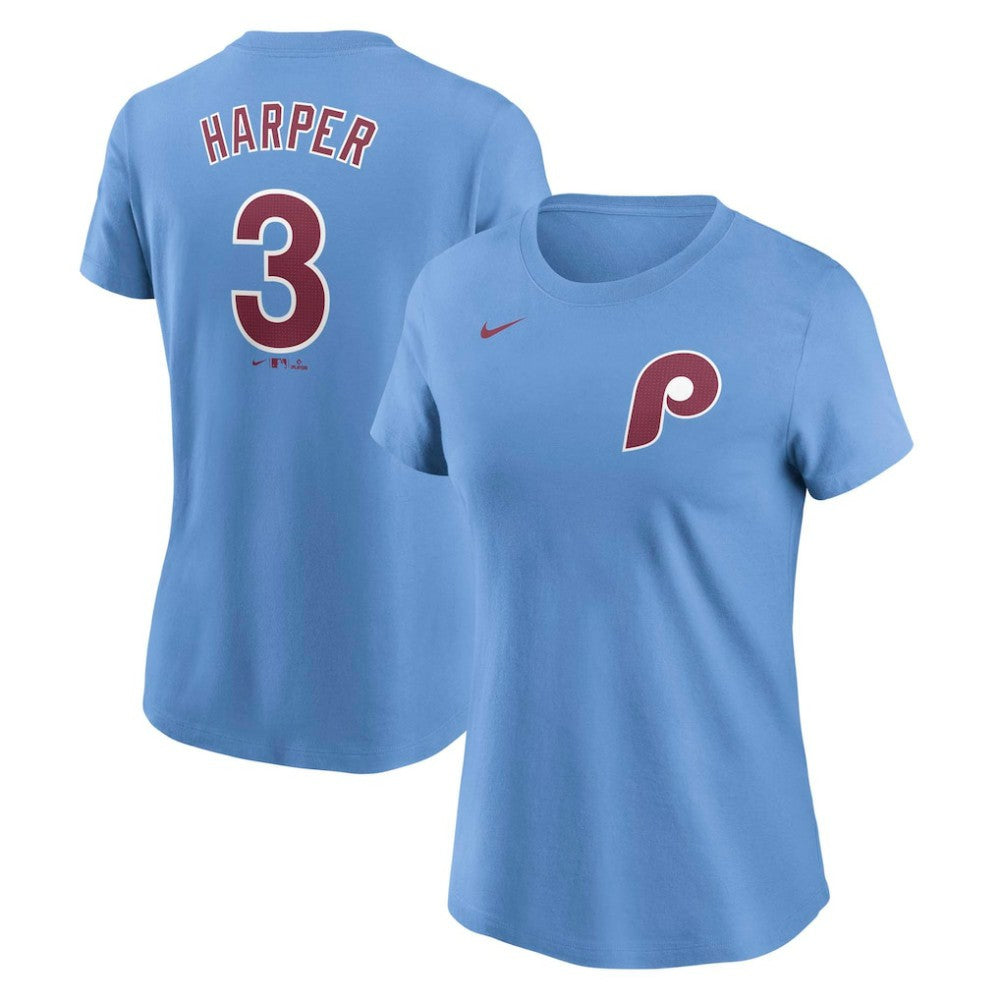 Bryce Harper Philadelphia Phillies Women's Cooperstown Collection Fuse Name & Number T-Shirt - Light Blue | Nike