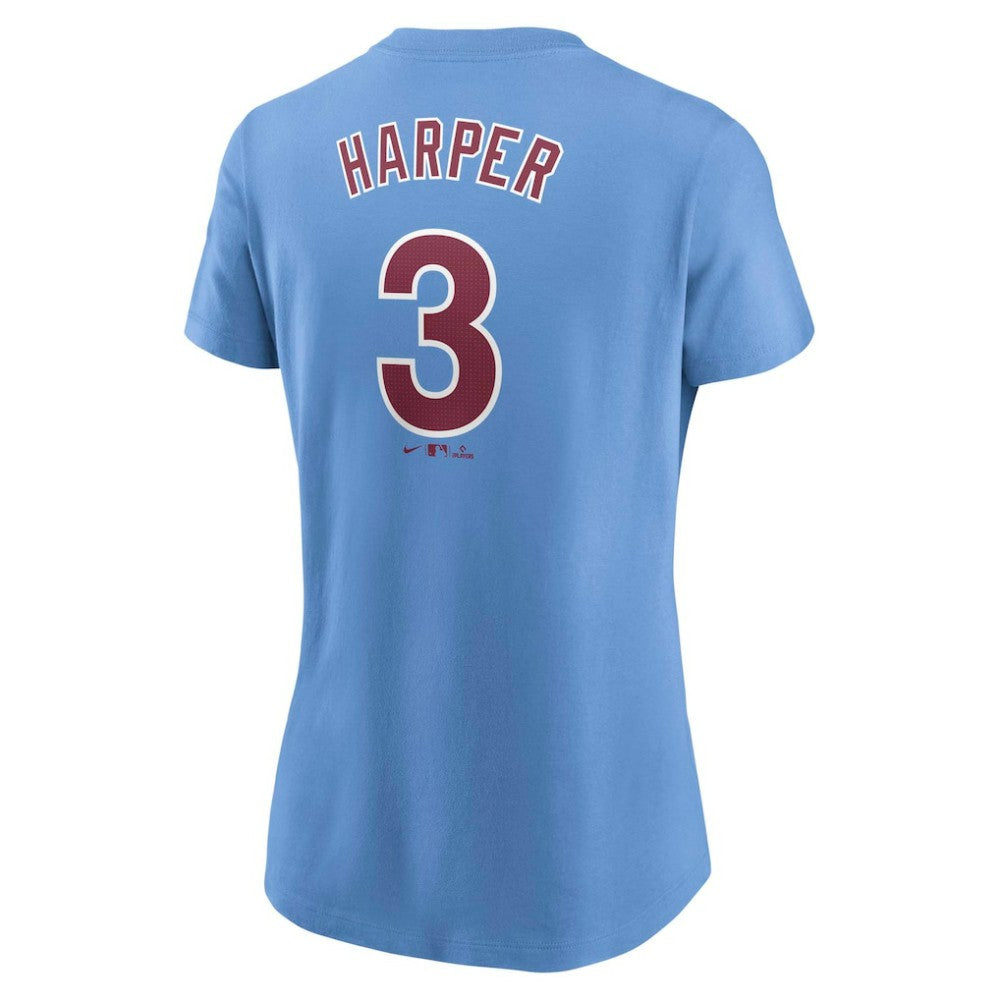 Bryce Harper Philadelphia Phillies Women's Cooperstown Collection Fuse Name & Number T-Shirt - Light Blue | Nike