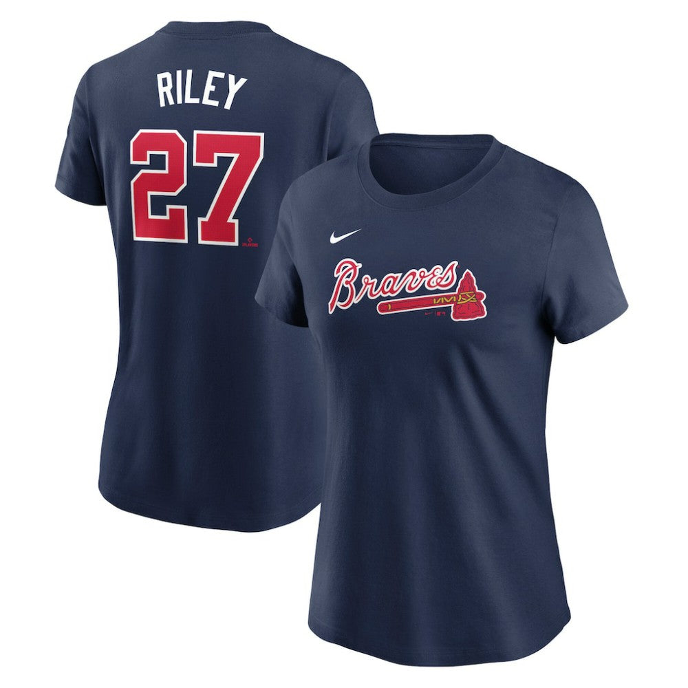 Austin Riley Atlanta Braves Women's Cooperstown Collection Fuse Name & Number T-Shirt - Navy | Nike