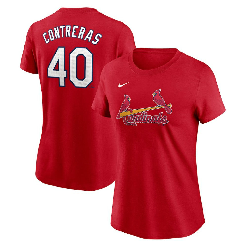Willson Contreras St. Louis Cardinals Women's Cooperstown Collection Fuse Name & Number T-Shirt - Red | Nike