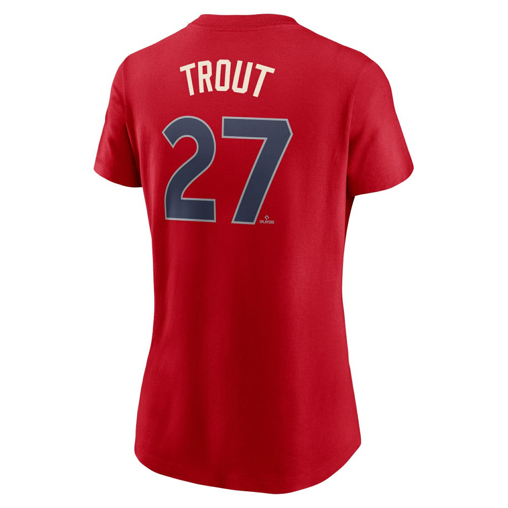 Mike Trout Los Angeles Angels Women's 2024 City Connect Fuse Player Name & Number T-Shirt - Red | Nike
