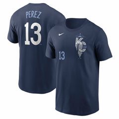 Salvador Perez Kansas City Royals 2024 City Connect Fuse Name & Number T-Shirt - Navy | Nike