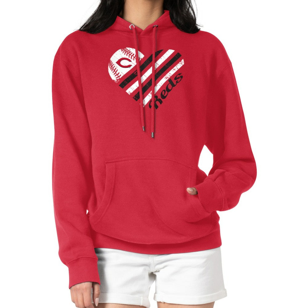 Cincinnati Reds G-III 4Her by Carl Banks Women's Heart Fleece Pullover Hoodie - Red