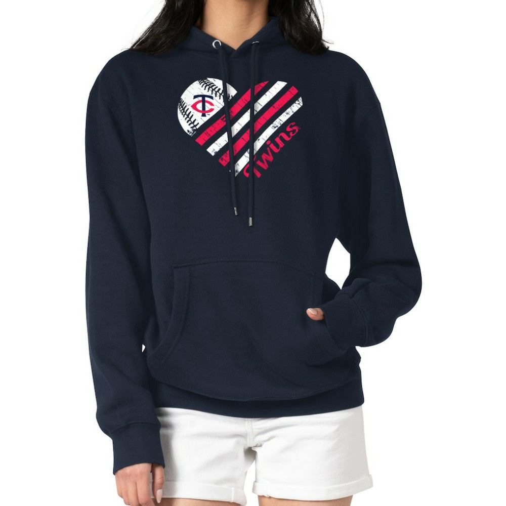 Minnesota Twins G-III 4Her by Carl Banks Women's Heart Fleece Pullover Hoodie - Navy