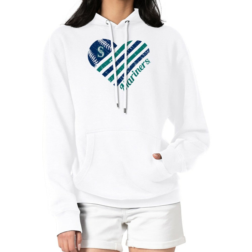 Seattle Mariners G-III 4Her by Carl Banks Women's Heart Fleece Pullover Hoodie - White