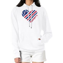 Texas Rangers G-III 4Her by Carl Banks Women's Heart Fleece Pullover Hoodie - White