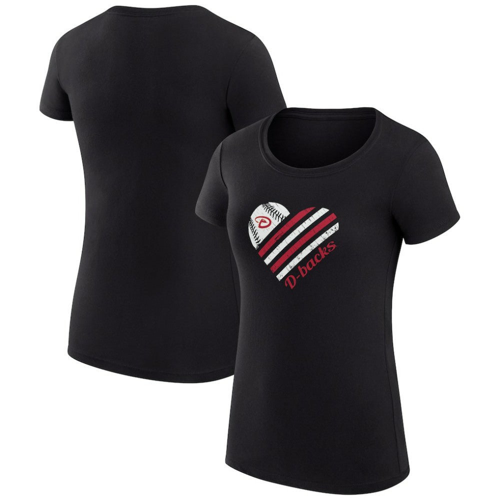 Arizona Diamondbacks G-III 4Her by Carl Banks Women's Super-Slim Fit Lightweight Heart Graphic T-Shirt - Black