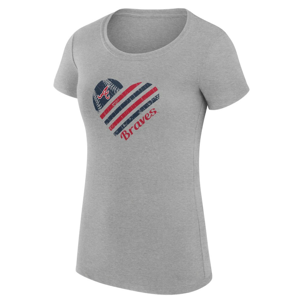 Atlanta Braves G-III 4Her by Carl Banks Women's Super-Slim Fit Lightweight Heart Graphic T-Shirt - Heather Gray