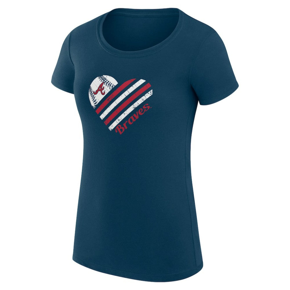 Atlanta Braves G-III 4Her by Carl Banks Women's Super-Slim Fit Lightweight Heart Graphic T-Shirt - Navy