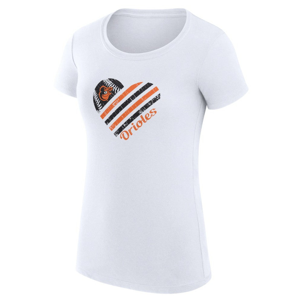 Baltimore Orioles G-III 4Her by Carl Banks Women's Super-Slim Fit Lightweight Heart Graphic T-Shirt - White
