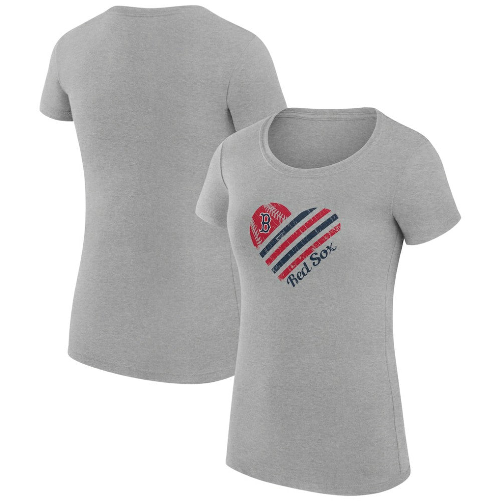 Boston Red Sox G-III 4Her by Carl Banks Women's Super-Slim Fit Lightweight Heart Graphic T-Shirt - Heather Gray