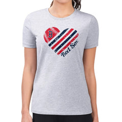 Boston Red Sox G-III 4Her by Carl Banks Women's Super-Slim Fit Lightweight Heart Graphic T-Shirt - Heather Gray