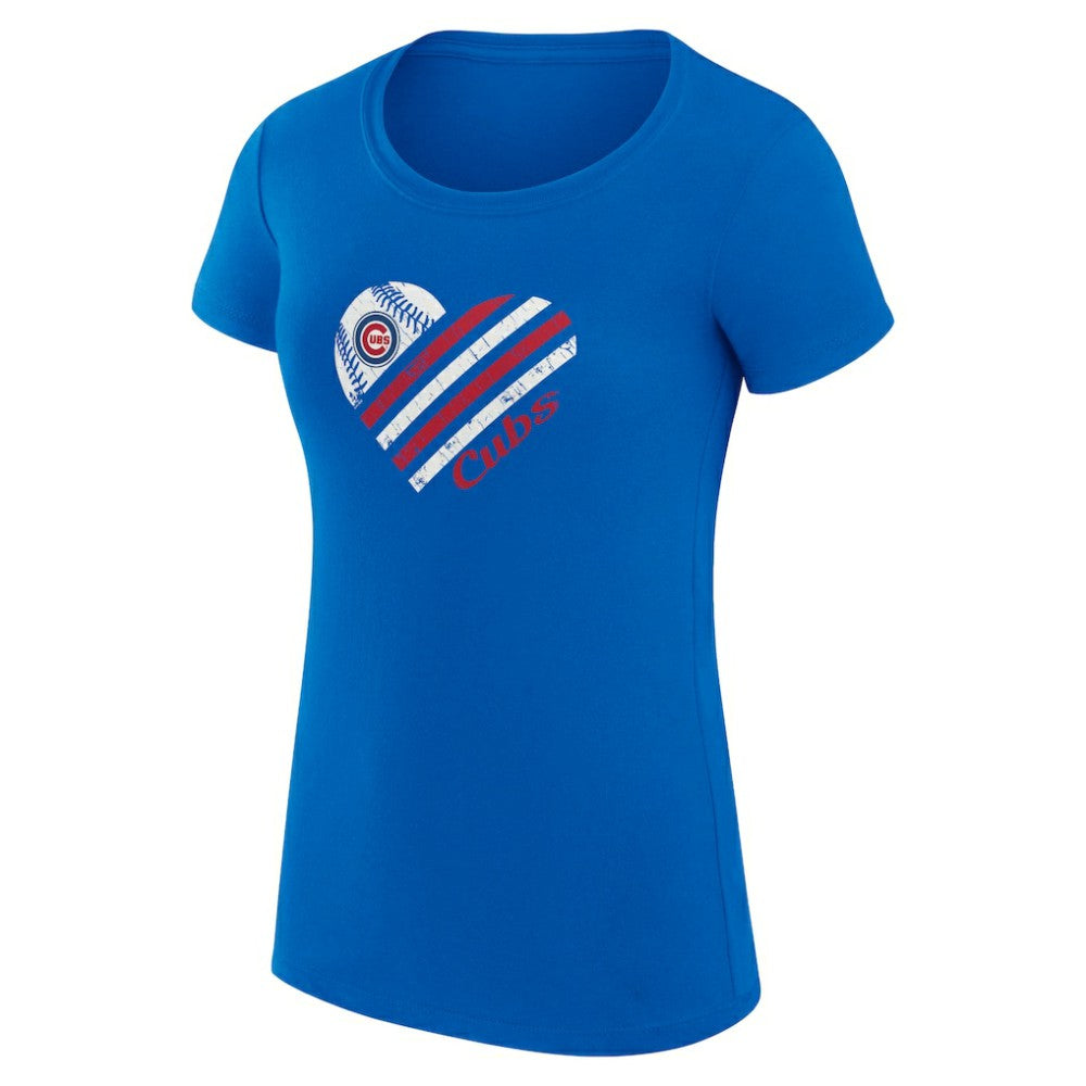 Chicago Cubs G-III 4Her by Carl Banks Women's Super-Slim Fit Lightweight Heart Graphic T-Shirt - Royal
